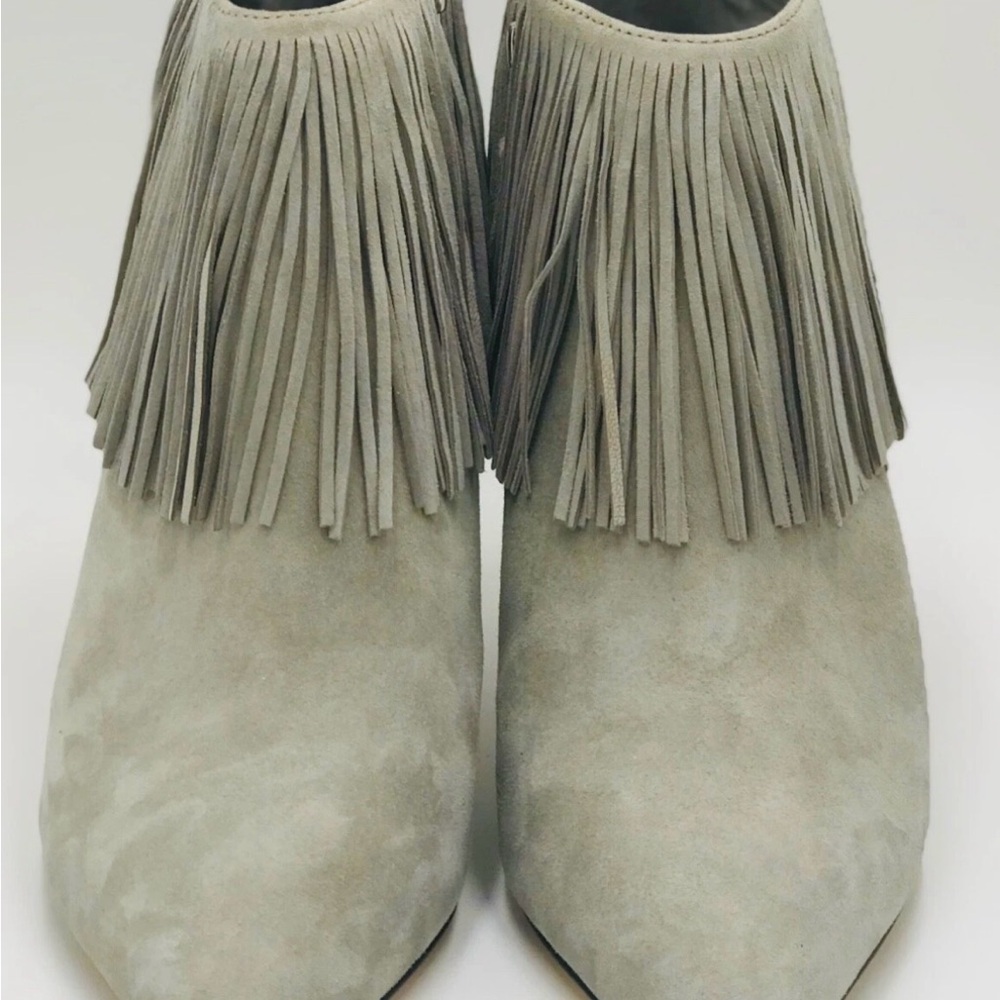 Sam Edelman Gray Fringe Suede Heeled Boots - Picture 3 of 7